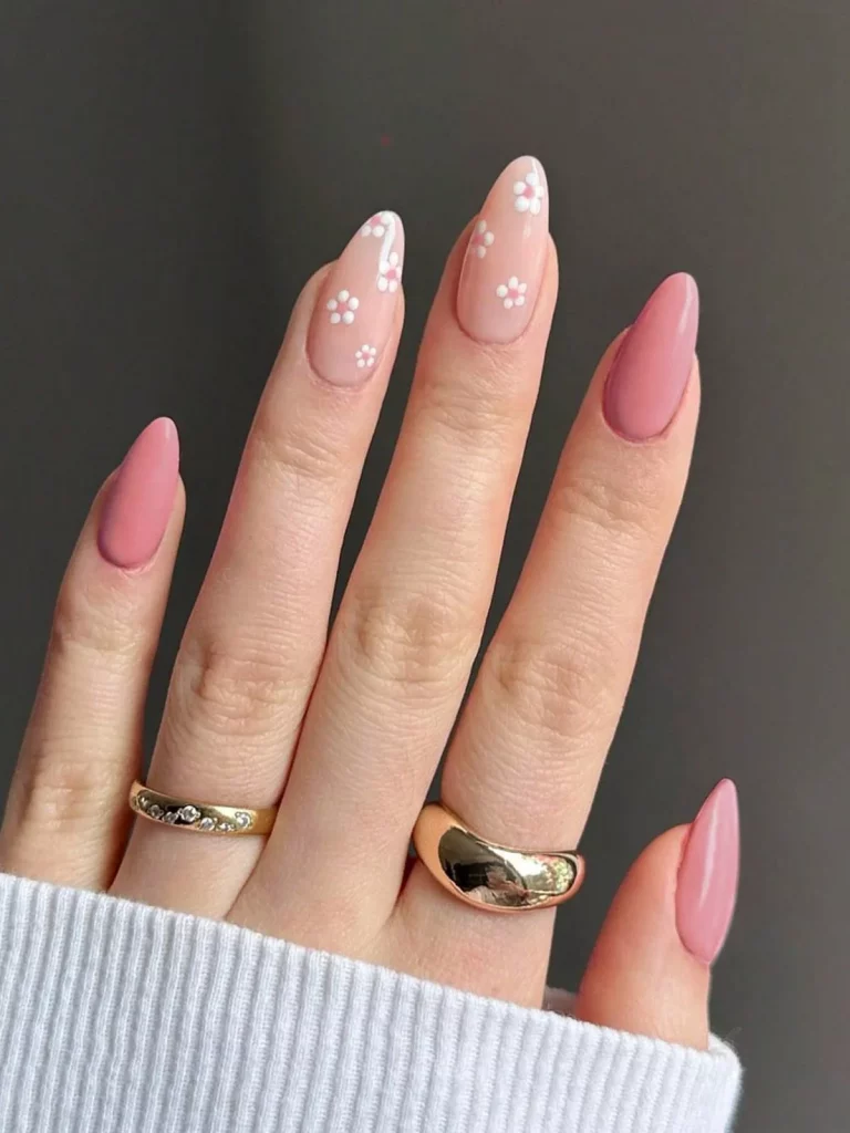 pink Floral Nail Design